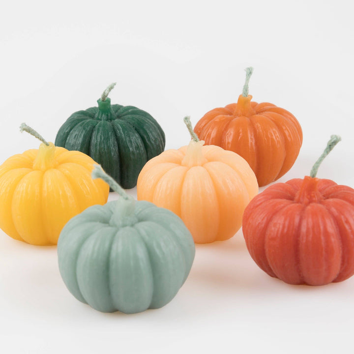 Mini Rainbow Pumpkin Candles