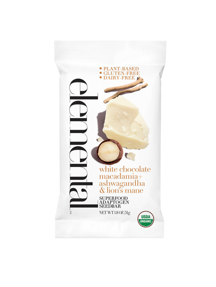 Elemental Superfood Bars | White Chocolate Macadamia + Ashwagandha & Lion's Mane