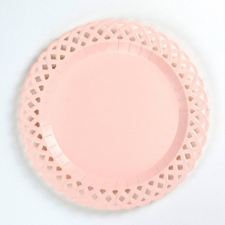Pink Basketweave Dinner Paper Plates