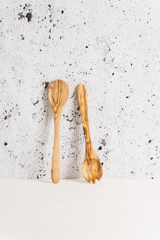 Olive Wood Utensils Serving Set