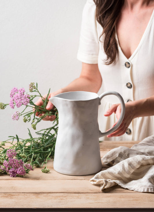 Handmade White Pitcher