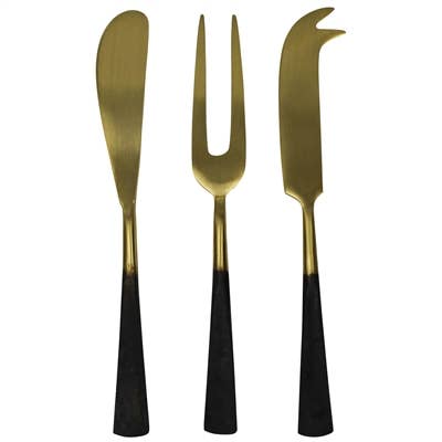 Cheese Servers - Set of 3 | Brass & Black Zinc